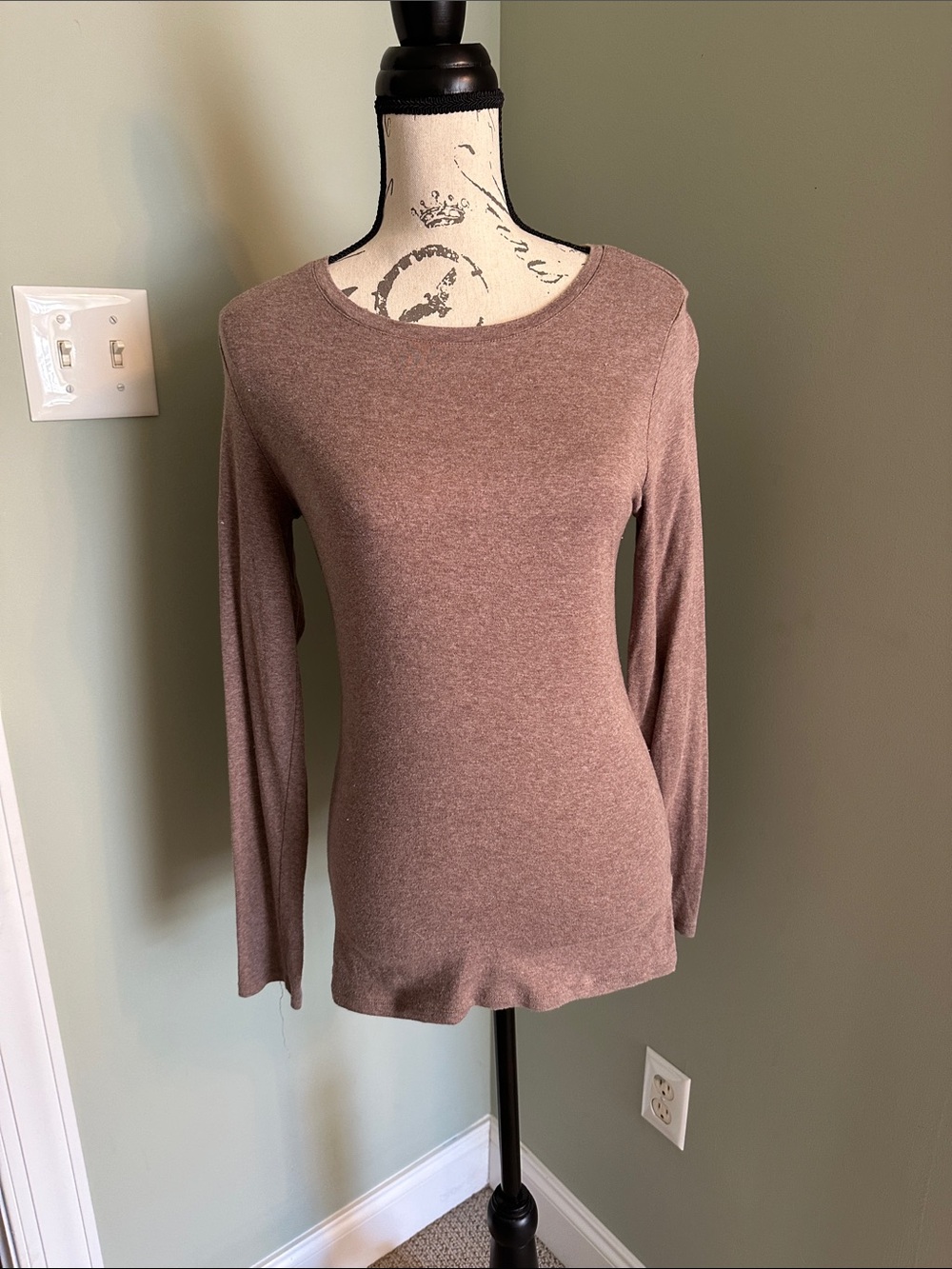a new day Women's Long-Sleeve Crewneck Top in Light Taupe